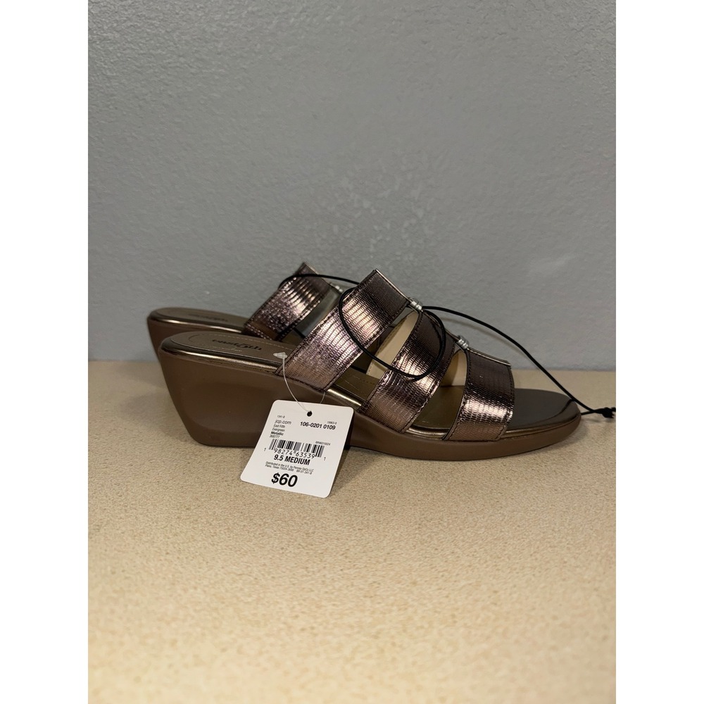 East 5th Evergreen Metallic Wedge Sandals Bronze Slides Womens 9.5‎ M NEW